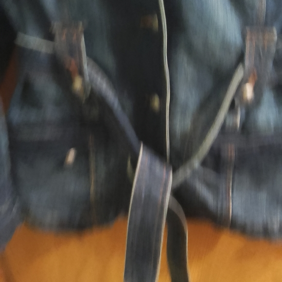 Woman's LRL Lauren Jeans Co. Ralph Lauren Denim Belted Jacket Dark Blue Harbor L - Picture 11 of 12